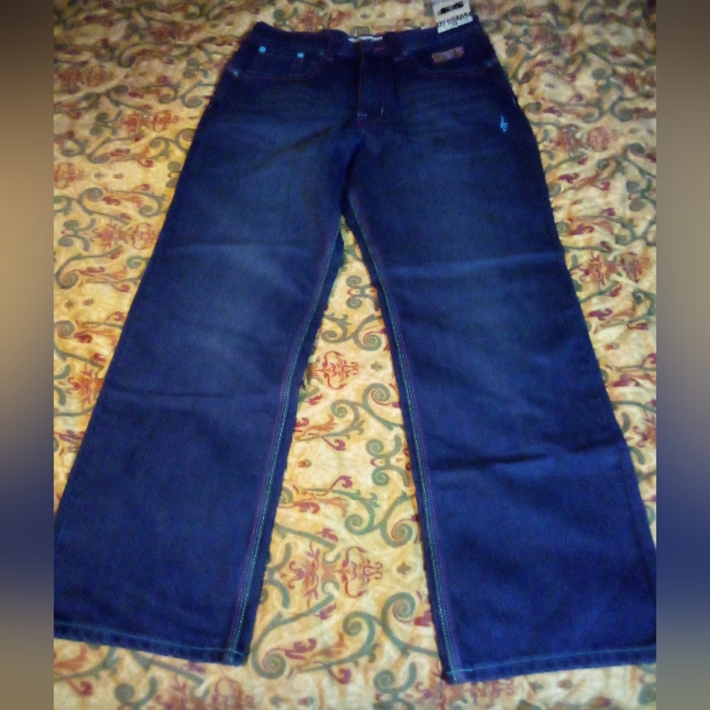 Songs Of Freedom Limited Edition Designer Embroidered Denim Jeans Men's 34 Blue